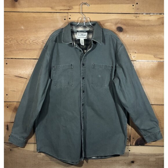 Vintage L.L. Bean Chore Hurricane Shacket Canvas Jacket Mens Size XL Tall Olive